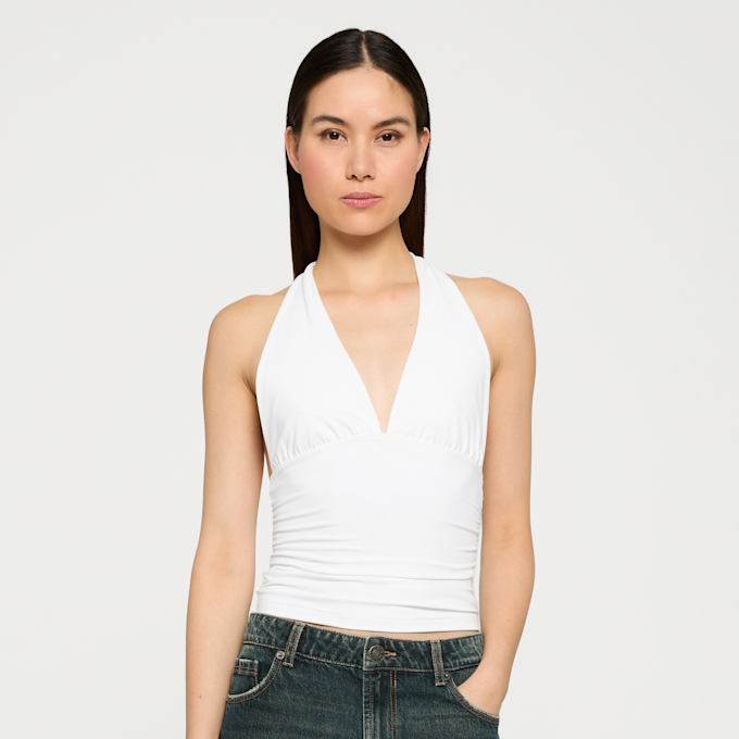 Urban Classics Ladies Polyamide Jersey Neckholder Top blanc 99135 1