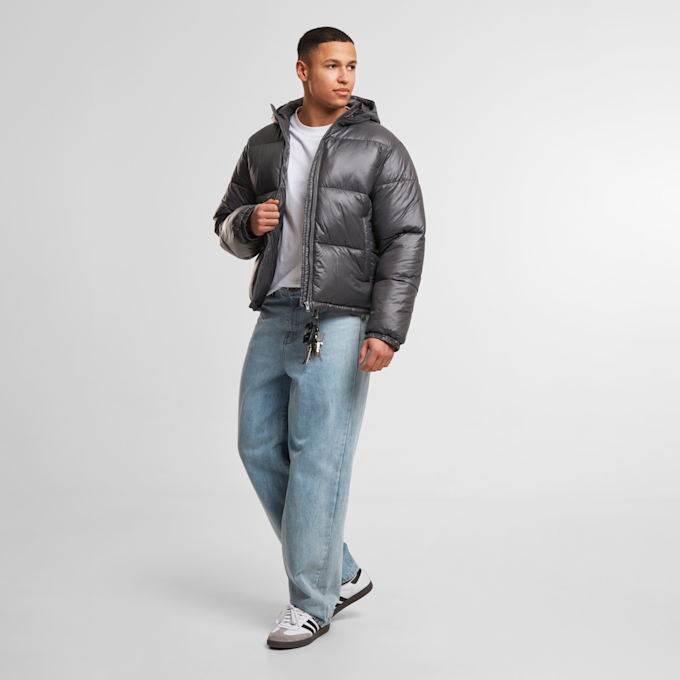 Urban Classics Shiny Puffer Jacket With Hood grijs 99296 5
