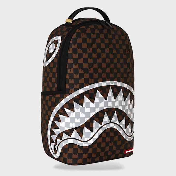 SPRAYGROUND Drip Check Shark Backpack Brown & Cream braun 99416 2
