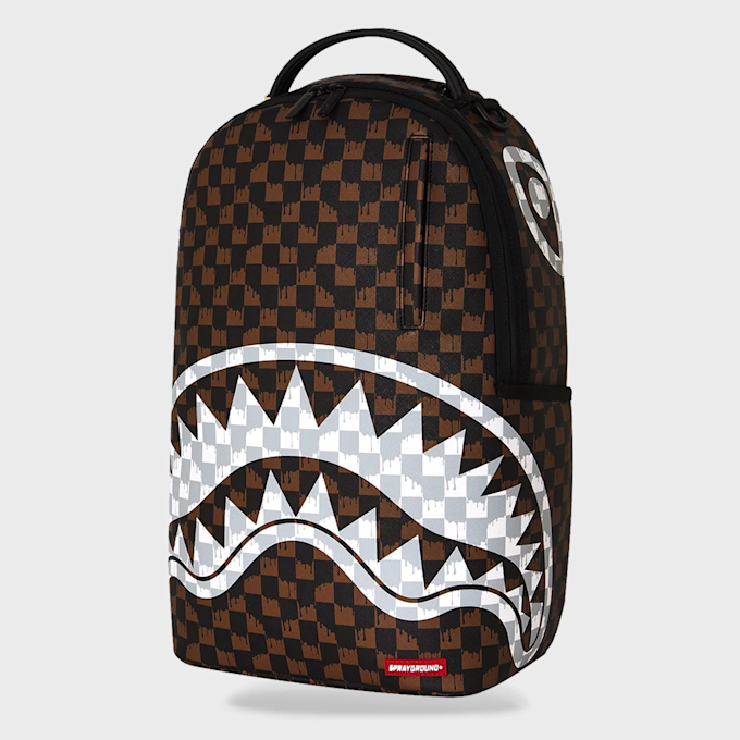 SPRAYGROUND Drip Check Shark Backpack Brown & Cream braun 99416 5
