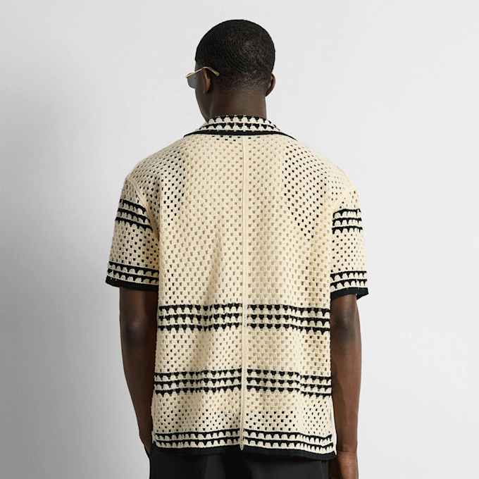 Burocs Crochet Bicolor Shirt beige 100201 2