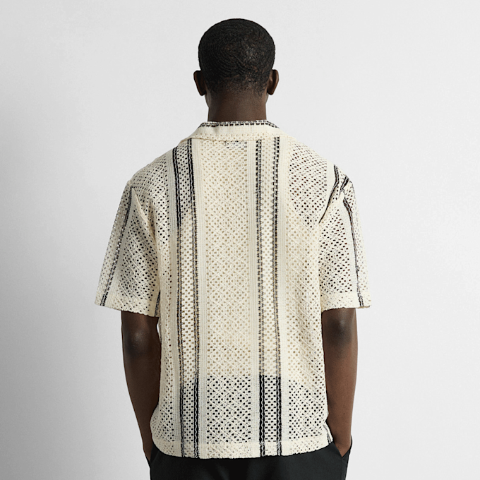 Burocs Crochet Striped Shirt beige 100202 2