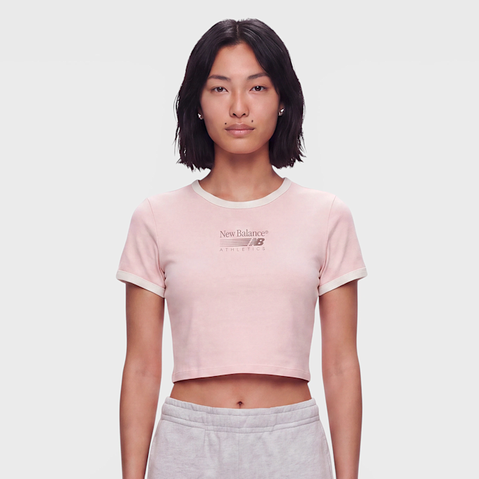 New Balance Trackside Ringer T-Shirt Pink 100612 1