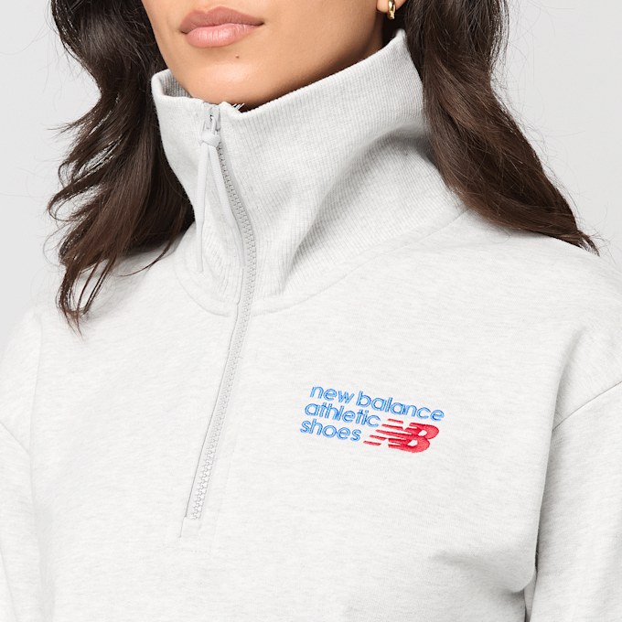 New Balance Athletics Premium Logo Oversized Half Zip grijs 100613 3