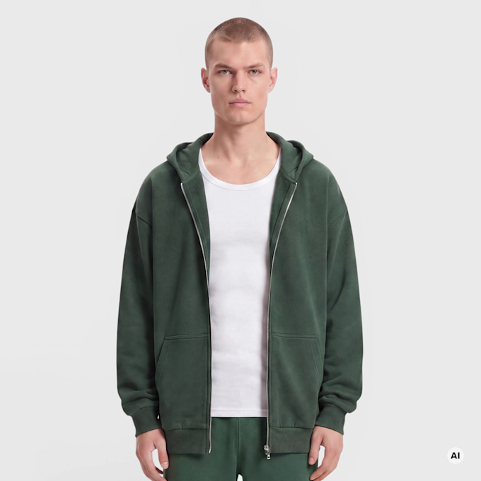 Urban Classics Fluffy Zip Hoody verde 100707 1