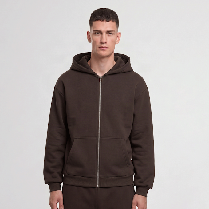 Urban Classics Fluffy Zip Hoody braun 100711 1