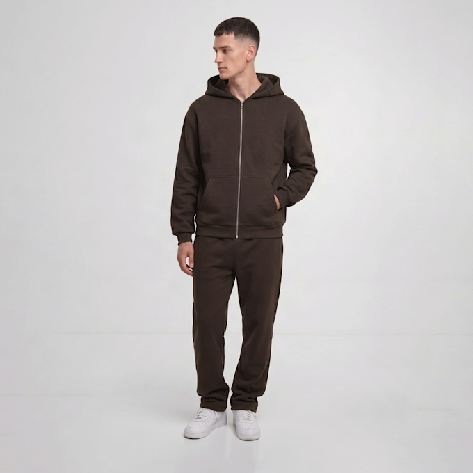 Urban Classics Fluffy Zip Hoody castanho 100711 3
