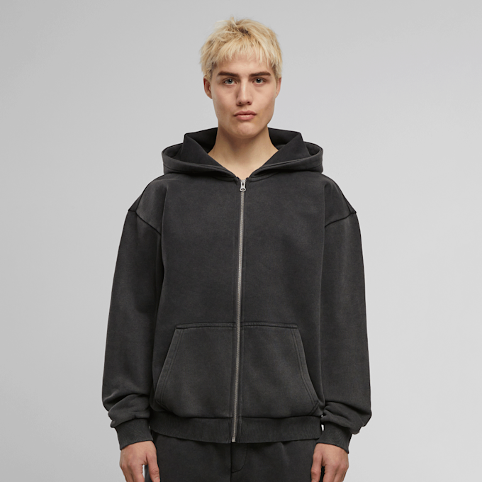 Urban Classics Vintage Zip Heavy Hoody preto 100721 1
