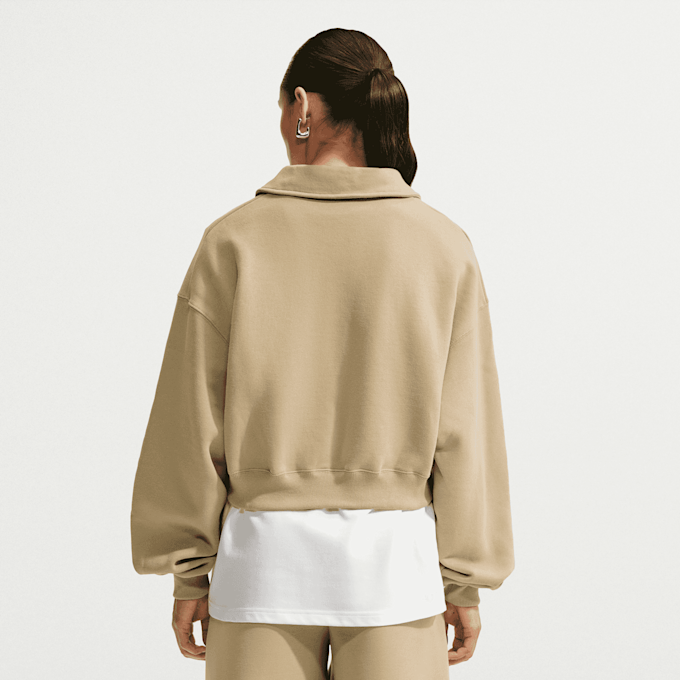 Nike   Studio Fleece Medium Weight Oversized Crop Polo bege 101334 2