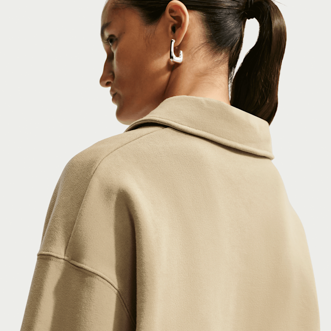 Nike Studio Fleece Medium Weight Oversized Crop Polo beige 101334 4