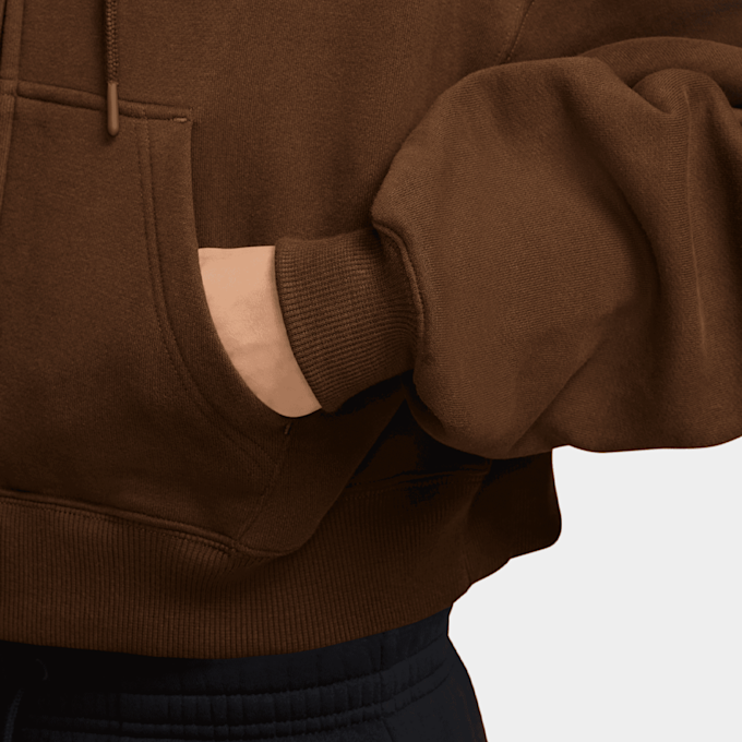 Nike   Studio Fleece Oversized Cropped Full-Zip Hoodie brązowy 101358 3