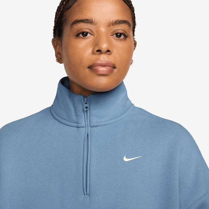 Nike   Studio Fleece Mid Waist Oversized Crop Quarter Zip niebieski 101371 3