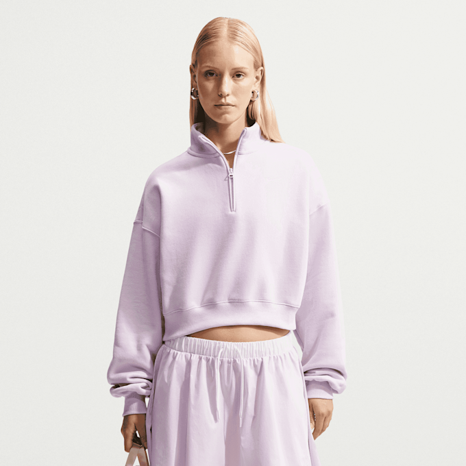 Nike   Studio Fleece Medium Weight Oversized 1/4-Zip Cropped Top lichtroze 101372 1