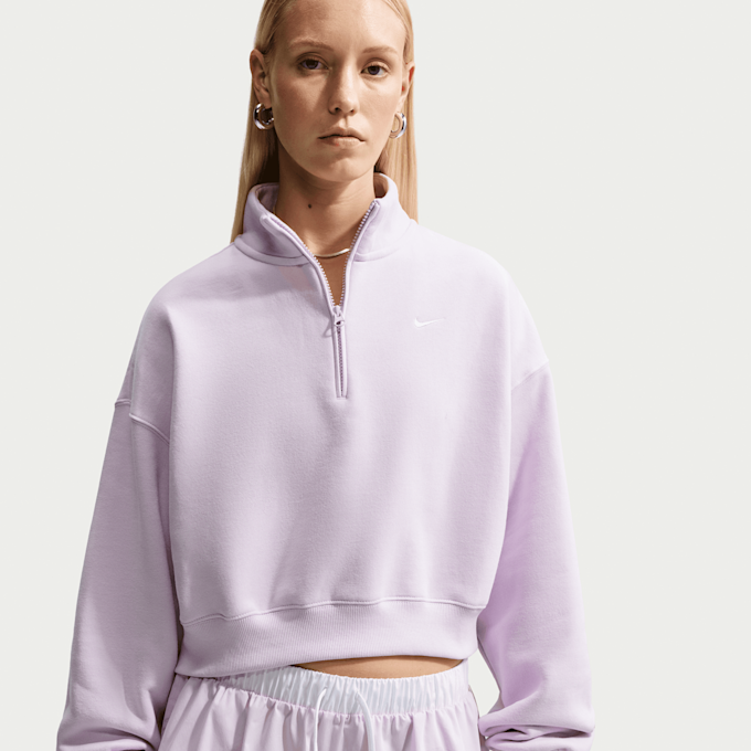 Nike   Studio Fleece Medium Weight Oversized 1/4-Zip Cropped Top rosa 101372 3