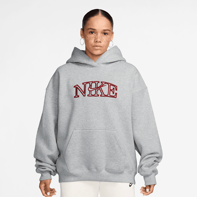 Nike   Studio Fleece Oversized Logo Hoodie szary 101566 1