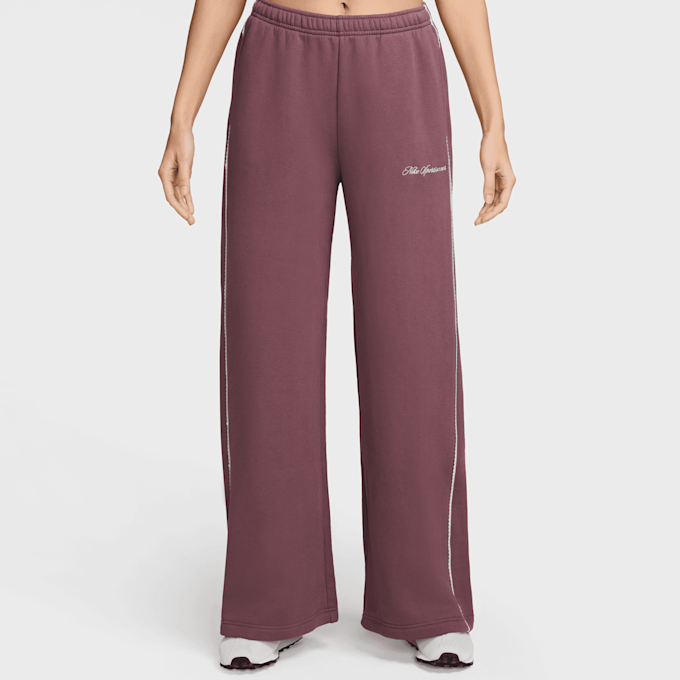 Nike   Studio Fleece Mid-Rise Wide-Leg Scallop Pants różowy 101604 1