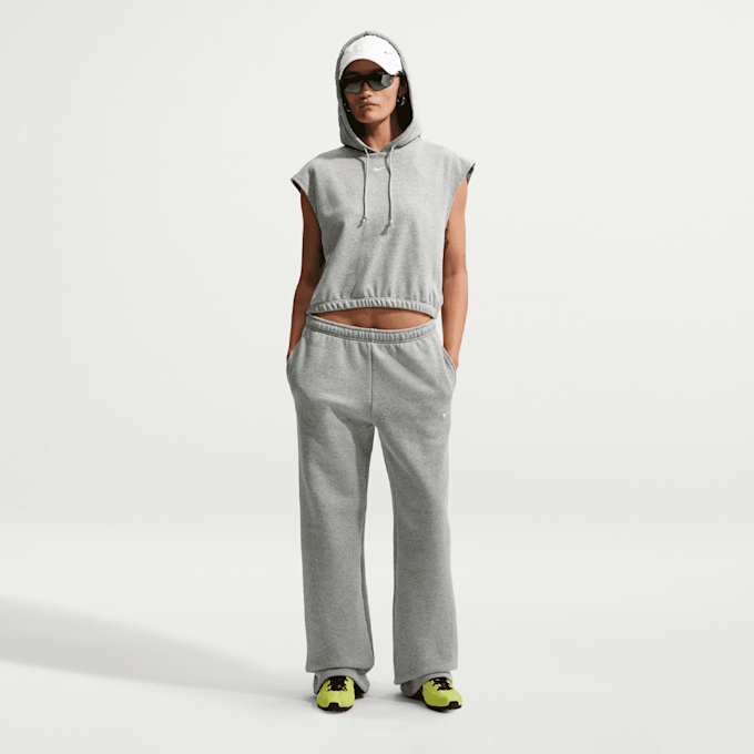 Nike   Studio Fleece Mid-Waist Open-Hem Pant gris 101615 5