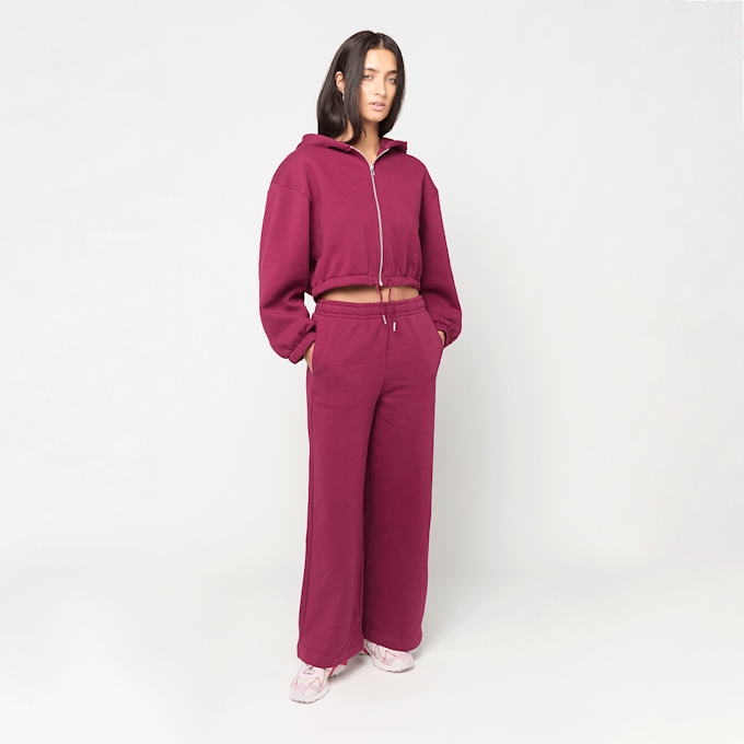 Urban Classics Ladies Fluffy Cropped Zip Hoodie czerwony 102026 3