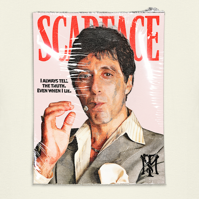 Mister Tee Scarface Magazine Cover Tee beige 102084 3