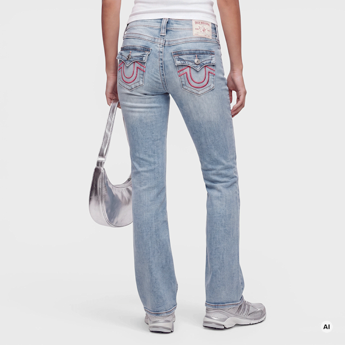 True Religion Becca Midrise Bootcut Big T Flap azul 102378 2