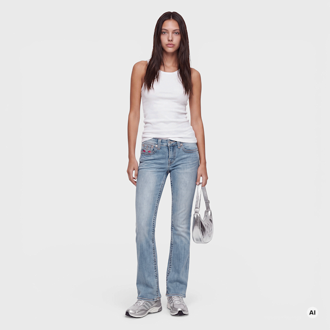True Religion Becca Midrise Bootcut Big T Flap blau 102378 4