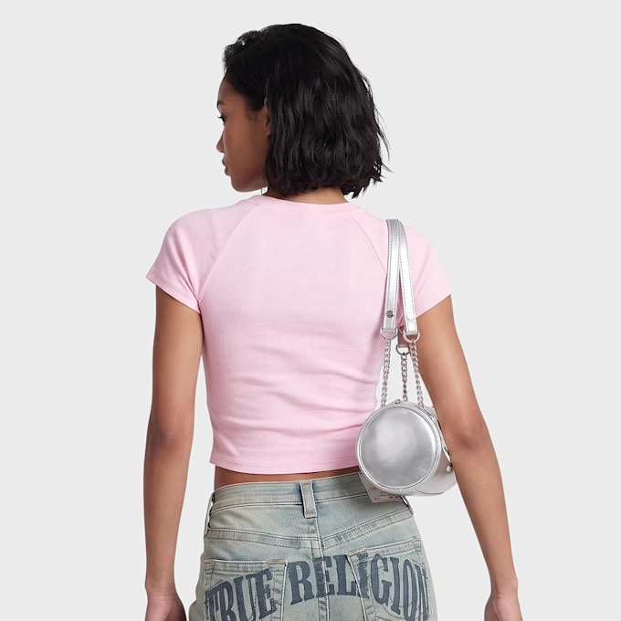 True Religion Embroidered Washed Rib Baby Tee Pink 102376 2
