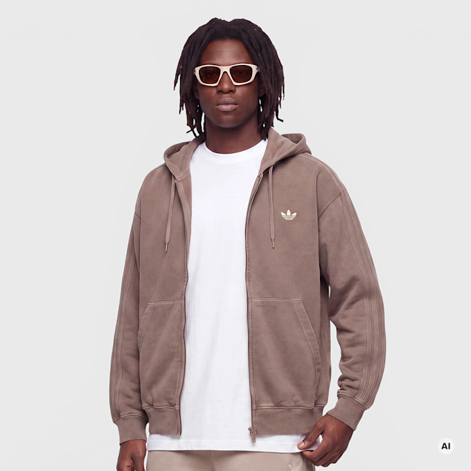 adidas Originals Washed Full Zip Oversized Hoodie castanho 102661 1