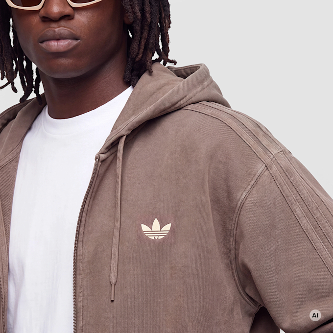 adidas Originals Washed Full Zip Oversized Hoodie castanho 102661 3