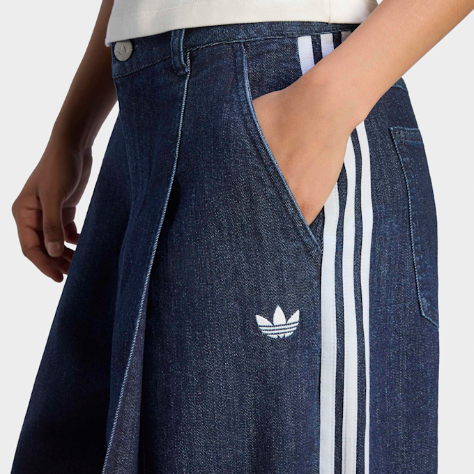 adidas Originals Denim Pleats Wide Leg Pants blauw 102762 3