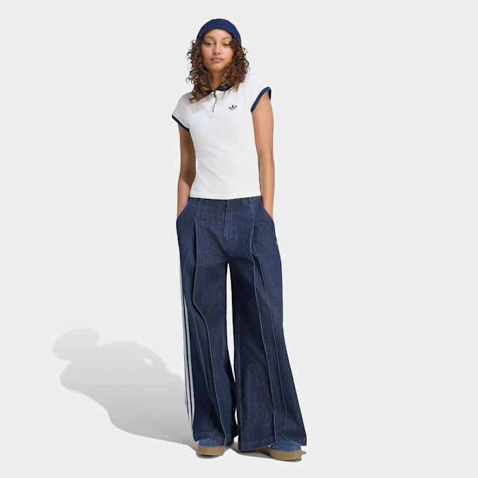 adidas Originals Denim Pleats Wide Leg Pants azul 102762 5