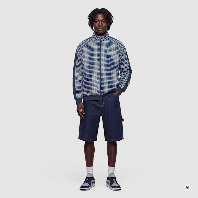 Karl Kani Signature Check Sidestripe Trackjacket blauw 103054 4