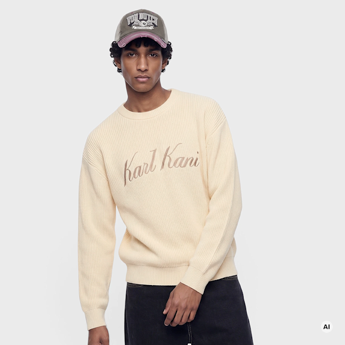 Karl Kani Script Knit Oversized Crew beż 103075 1