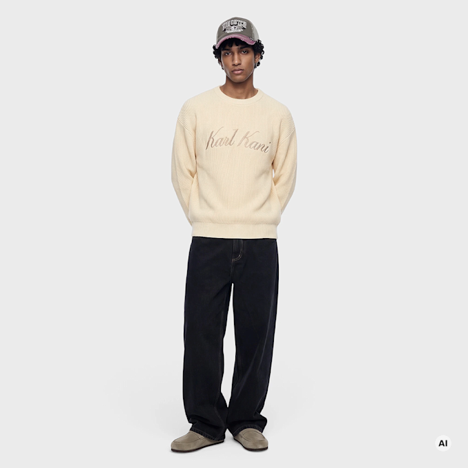Karl Kani Script Knit Oversized Crew beż 103075 4