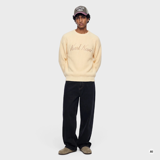 Karl Kani Script Knit Oversized Crew Weiß 103075 4
