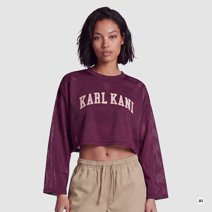 Karl Kani College Mesh Cropped Longsleeve pourpre 103099 1