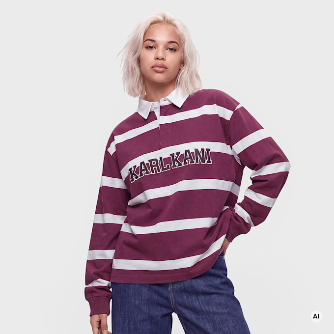 Karl Kani College Stripe Boxy Rugby Shirt ljubičasta 103080 1