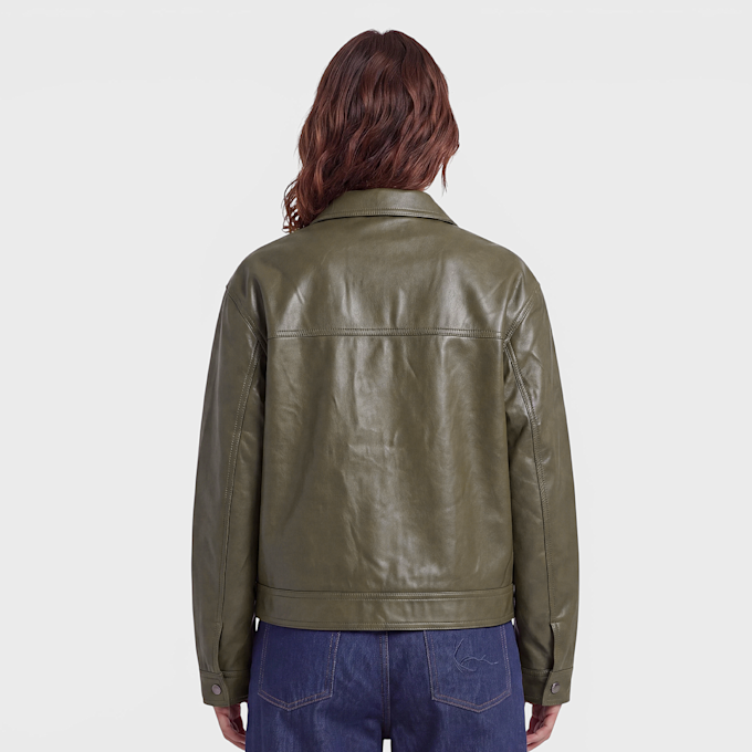 Karl Kani OG Pu Leather Boxy Jacket groen 103083 2