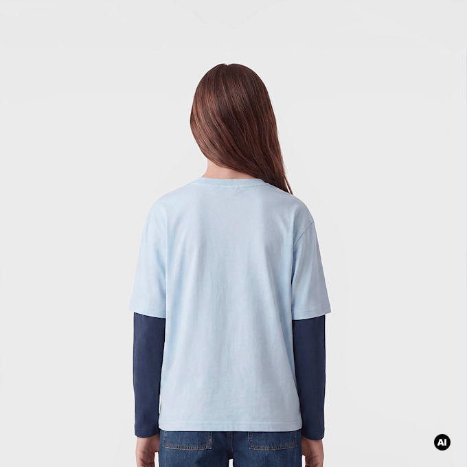 Karl Kani Round Serif 89 Layered Longsleeve Junior bleu 103108 2