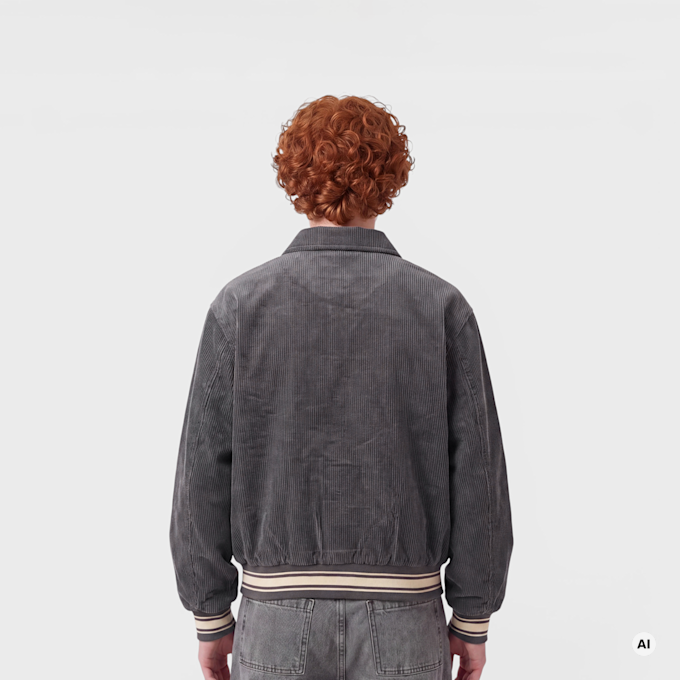 Karl Kani Retro Patch Corduroy College Jacket Junior grey grigio 103084 2