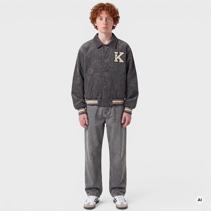 Karl Kani Retro Patch Corduroy College Jacket Junior grey gris 103084 4
