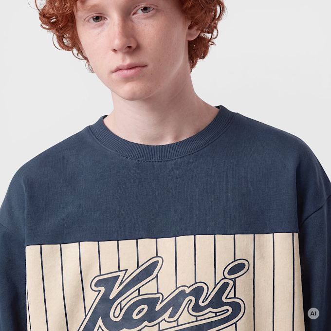 Karl Kani Varsity Pinstripe Crewneck Junior bleu 103088 3