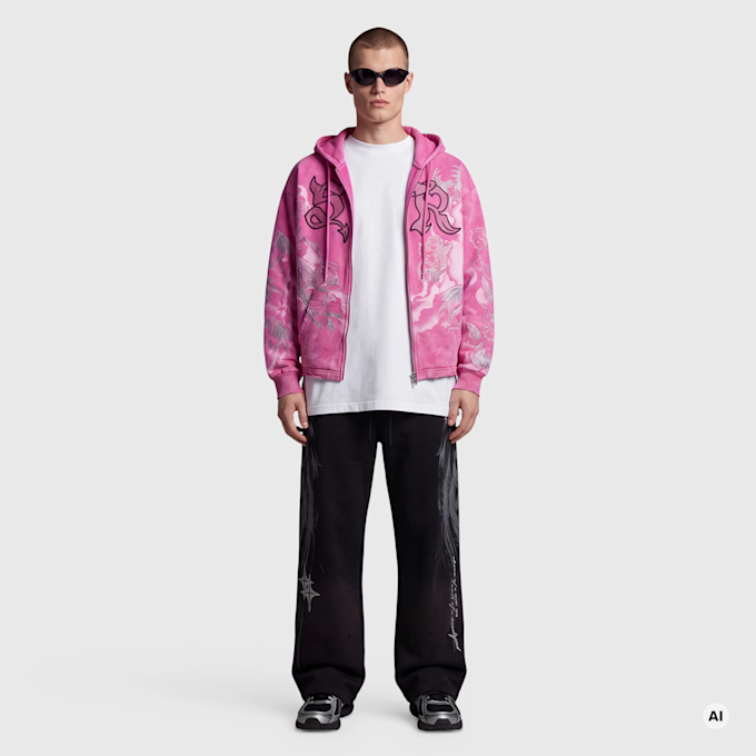 Smoke Rise Trouble In Peace Zip Hoodie rosa 103170 4