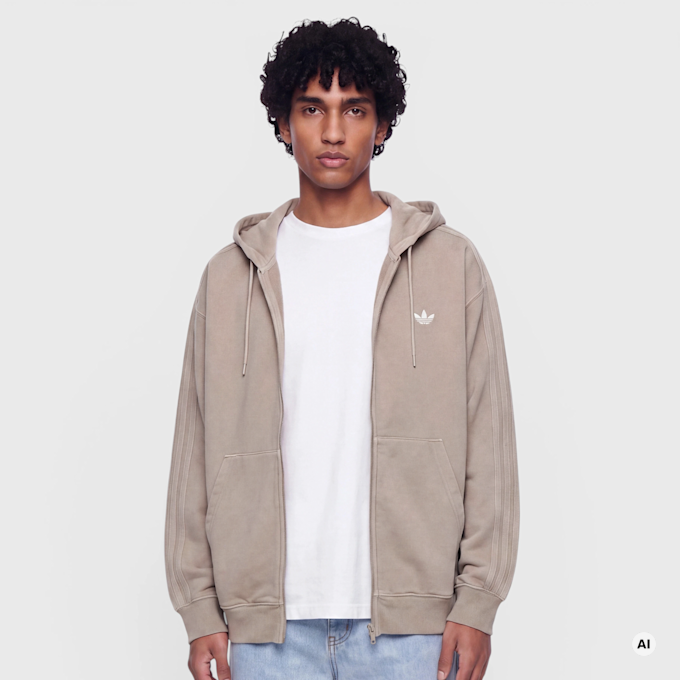 adidas Originals Washed Full Zip Oversized Hoodie braun 103219 1