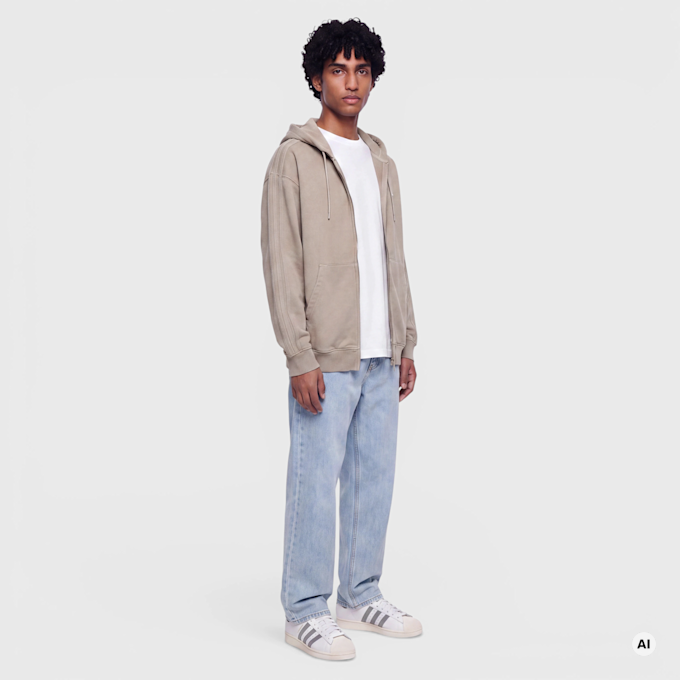 adidas Originals Washed Full Zip Oversized Hoodie braun 103219 4