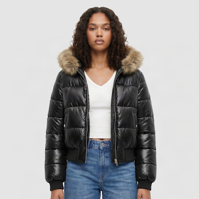 Urban Classics Bomber Fake Fur Hooded Jacket negro 103287 1