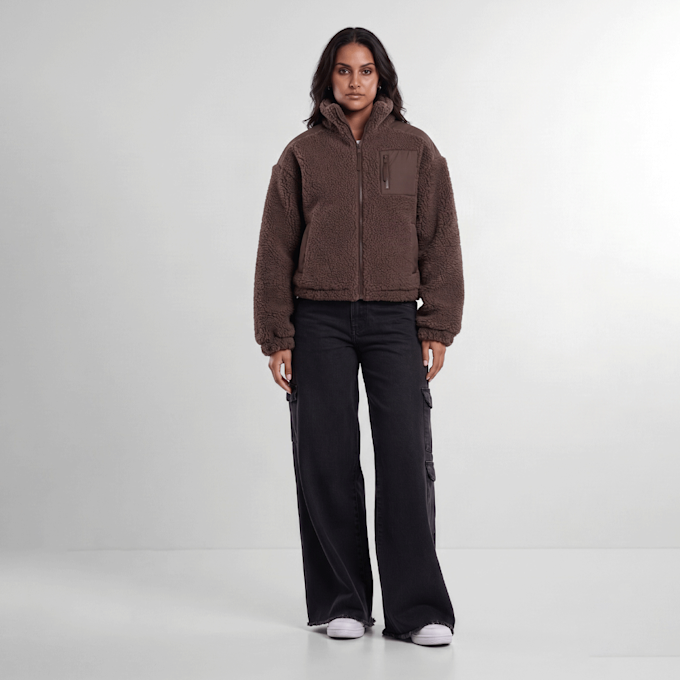 Urban Classics Ladies Sherpa Mix Jacket castanho 103283 5