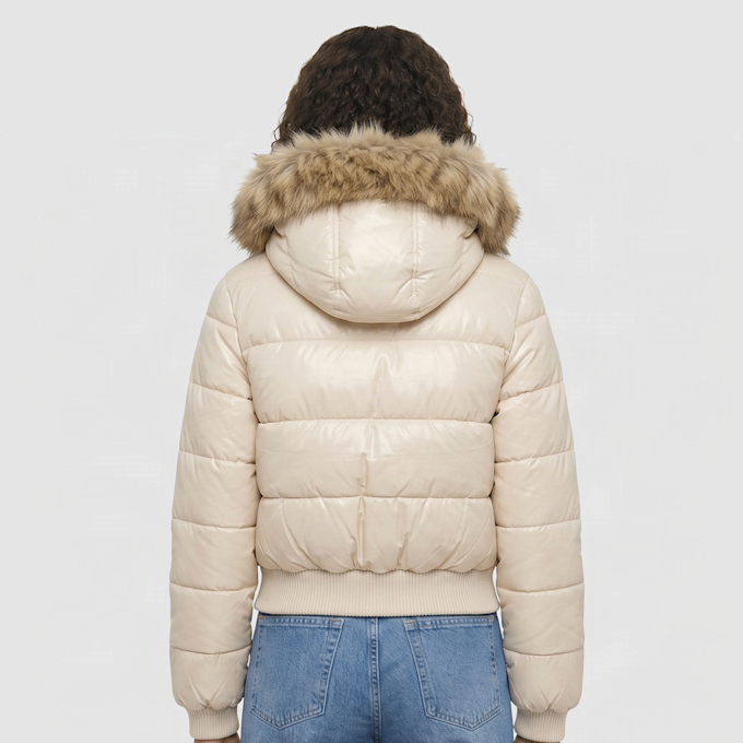 Urban Classics Ladies Bomber Fake Fur Hooded Jacket bege 103294 2