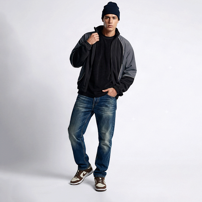 Urban Classics Polarfleece Taslan Track Jacket zwart 103353 4