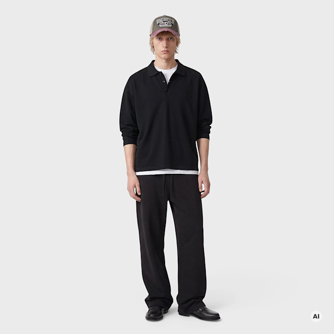 Another Cotton Lab Another Longsleeve Piqué Polo Shirt Nero 103431 4