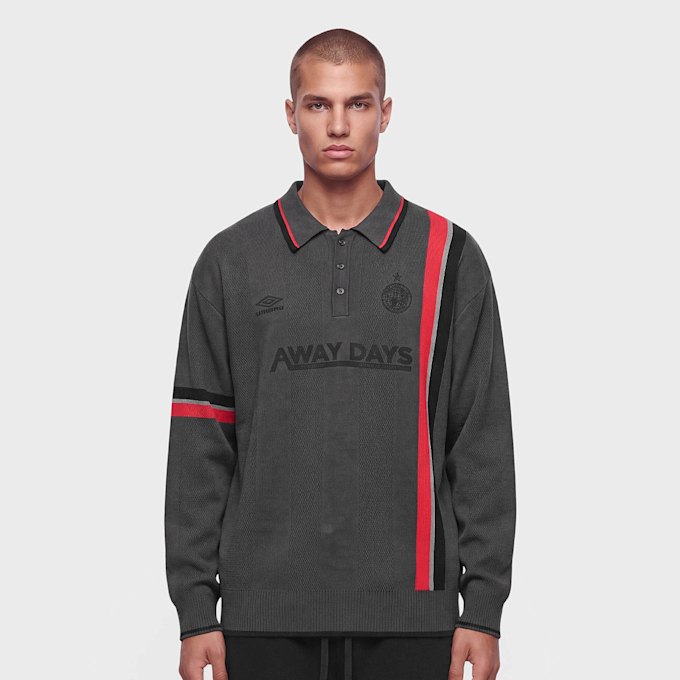 Umbro Longsleeve Knitted Football Polo Grau 103749 1